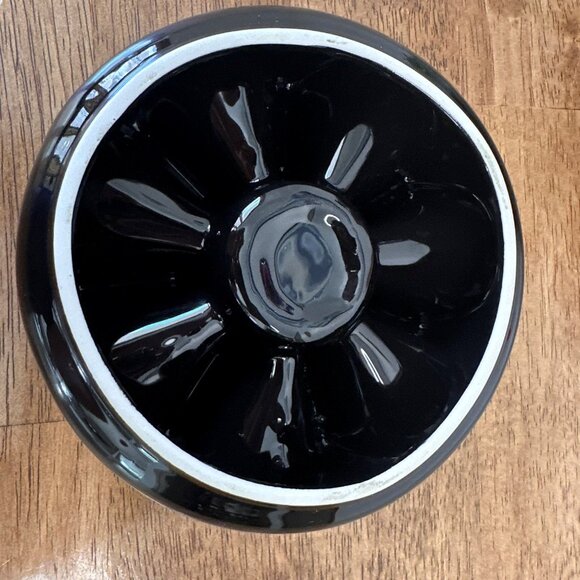 Mid Century Modern Black Glass Lotus Candle‎ Holder Sculptural Petal Design - Picture 5 of 5